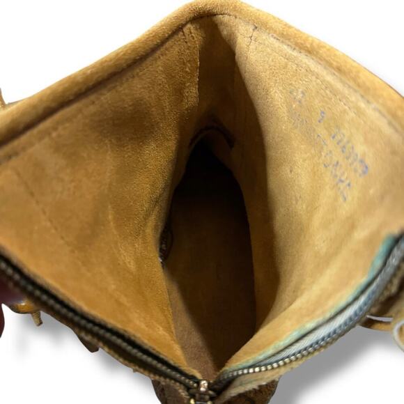 Minnetonka Moccasins Womens Tan Brown Suede Western Ankle Fringe Zip Back Size 9 - Picture 11 of 11